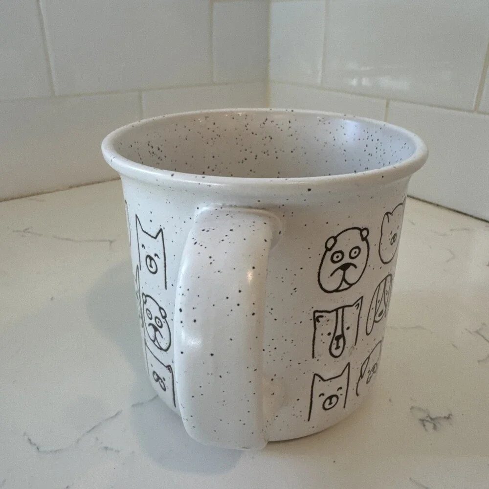 Winifred & Lily MUG Ceramic Stoneware DOG FACES Tan Speckle Oversize Coffee - Picture 3 of 9